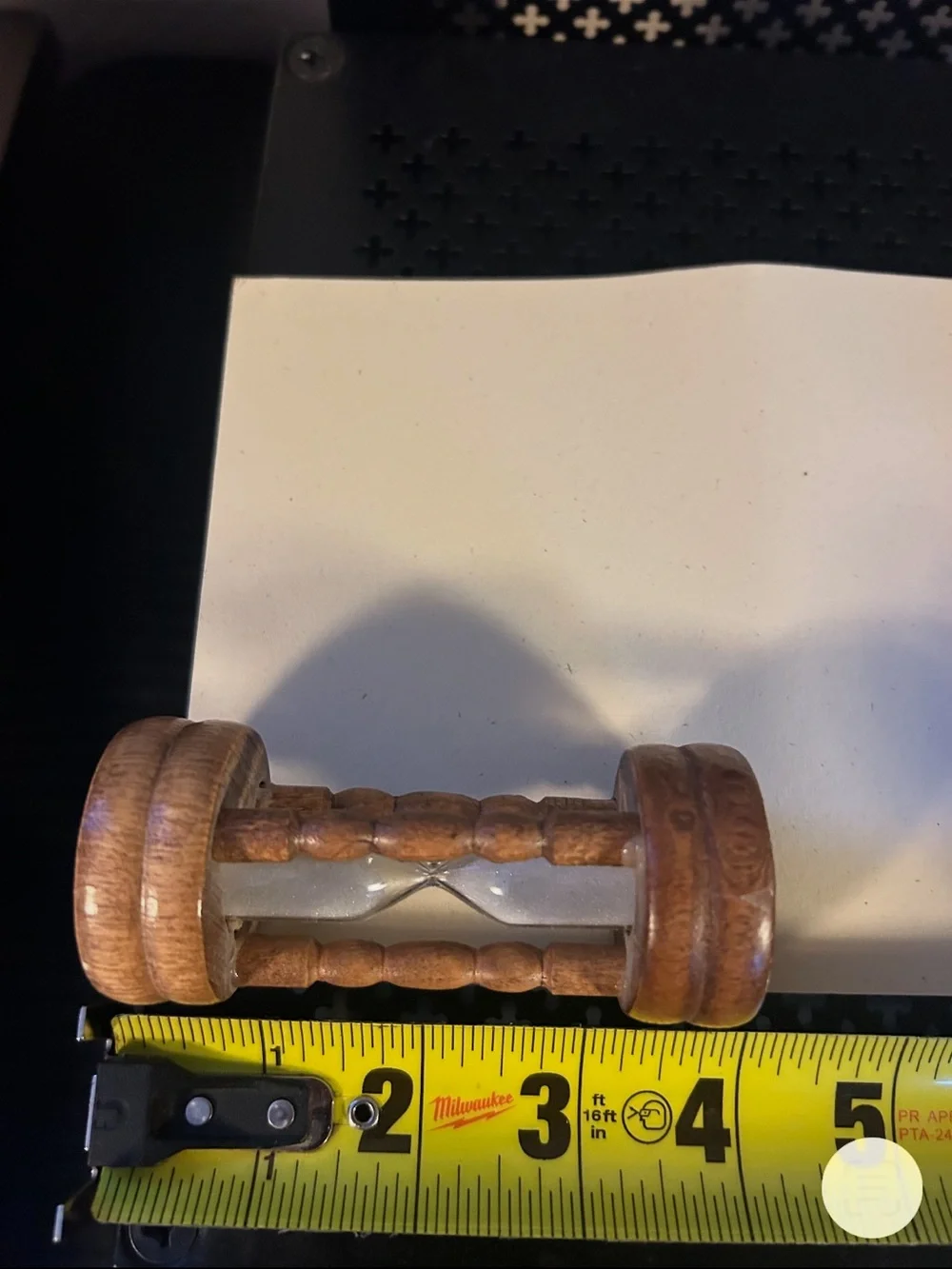 Wooden 3-Minute Hourglass Sand Timer 4” White Sand